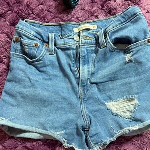 Levi's Light Blue Distressed Jean Shorts